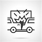 Simple line vector icon for two cars crash. Car insurance occasions. Design element for business and website.