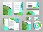 Professional corporate identity business kit with geometric abstract design for your business includes CD, Cover, Business Card, Envelope, Flyers and trif-old brochure. Eco, biology, beauty and medicine concept.