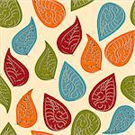 Vector Seamless Pattern with Autumn Leaves