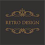 Calligraphic Retro design logo. Emblem ornate decor elements. Vintage vector symbol ornament