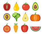 Vegetables and fruits icons. Organic food, vector illustration