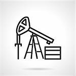 Black simple line style vector icon for oil derrick or pump jack. Research, drilling well and extraction oil and gas. Design elements for business and website