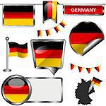 Vector glossy icons of flag of Germany on white