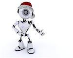 3D render of a Robot in santa hat