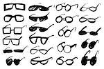 Set of grunge vector brushed hipster glasses