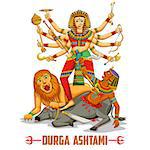 illustration of Happy Durga Puja background with message for eigth day of celebration