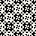 Vector Black and White Geometric Ornament Seamless Pattern Background