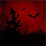 Grunge Halloween background with haunted house