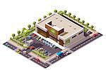 Vector isometric grocery store building