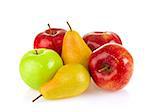 Still life apple and pear. Isolated on white background