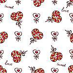 Seamless pattern with doodle heart shaped lollipops. Perfect for Saint Valentine and Sweetest day design