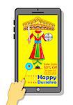 illustration of ten headed Ravana for Happy Dussehra mobile application sale promotion