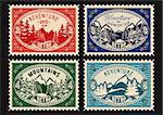 set of templates stamps with fir forest and mountains