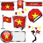 Vector glossy icons of flag of Vietnam on white