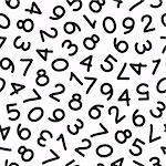 Hand Drawn Numbers Seamless Pattern. Isolated on white background. Clipping paths included in JPG file.