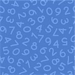 Hand Drawn Numbers Seamless Pattern Blue. Clipping paths included in JPG file.