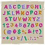 Funny Cartoon Letters and Numbers. JPG file with clipping paths.