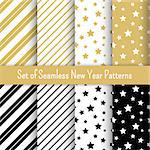 Set of  New Year party patterns, vector illustration. For banners and invitations.