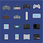 pixel art game design icon set - console, gamepad, portable console 16 items