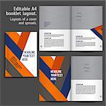 A4 book   geometric abstract Layout Design Template with Cover and 2 spreads of Contents Preview. For design magazines, books, annual reports.