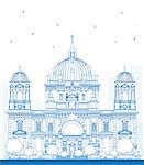 Outline Berlin Cathedral in Berlin, Germany. Vector Illustration