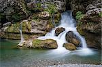 Waterfalls in the rocky canyon of Cijevna river. Podgorica, Montenegro.