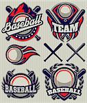 set of sports template with ball and bats for baseball