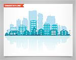 Cityscape set with various parts of a city. Small towns or suburbs and downtown silhouettes
