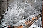 Snow early morning in Nizhny Novgorod, Russia