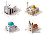 Vector isometric temples building icon