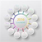 White 2016 year circle calendar infographic style