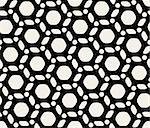 Vector Seamless Black And White Hexagon Circle Rounded Pattern Background