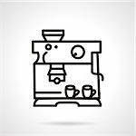 Coffee equipment. Espresso and cappuccino maker. Black simple line style vector icon. Web design element for site or mobile application.