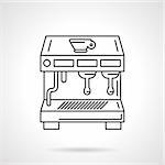 Coffee machine for cafe. Flat thin line style vector icon. Web design element for site or mobile application.