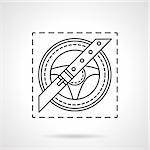 Driver safe belt and steering wheel. Driver safety. Flat thin line style vector icon. Web design element for site or mobile application.