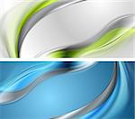 Bright blue and green wavy banners. Vector design