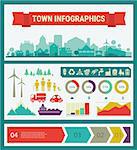 Small town and village infographics. Vector collection