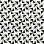 Vector Seamless Black And White Rounded Corner Triangle Square Geometric Pattern Background