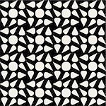 Vector Seamless Black And White Rounded Drop Shape Circle Geometric Pattern Backg