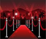 Red carpet movie premiere elegant event with hollywood in background