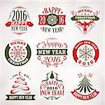 Collection of Christmas and New Year decoration elements and labels