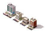 Set of the isometric town buildings