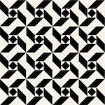 Vector Seamless Black And White Triangle Square Spiral Geometric Pattern Background