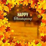 illustration of Happy Thanksgiving background with maple leaves