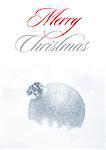Christmas Decoration with White Ball in the Snow on the White Background. Greeting Card with Space for Your Text
