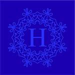 Simple  Monogram H Design Template on Blue  Background
