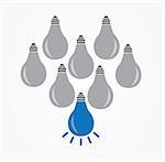 vector illustration of a creative and difference idea light bulbs