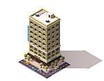 Isometric icon representing building with jewelry store