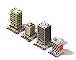 Set of the isometric town buildings