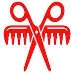 scissors silhouette with comb red style icon
